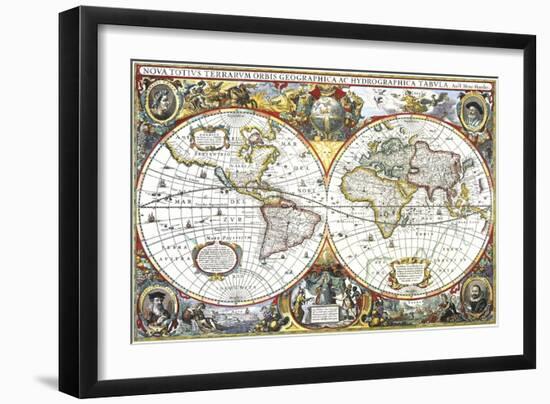 Double-Hemisphere Map of the World 1630-null-Framed Giclee Print