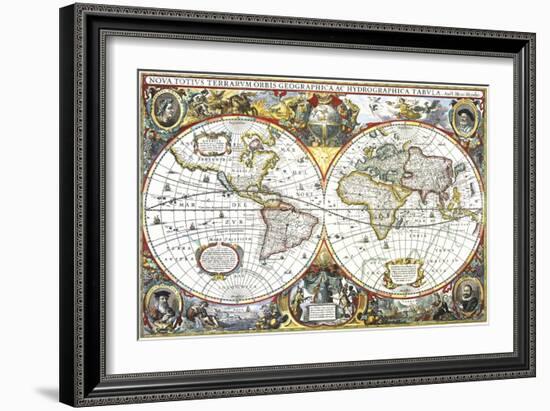 Double-Hemisphere Map of the World 1630-null-Framed Giclee Print