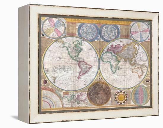 Double Hemisphere Wall Map of the World by Samuel Dunn-null-Framed Premier Image Canvas