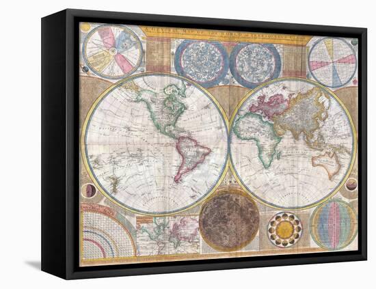 Double Hemisphere Wall Map of the World by Samuel Dunn-null-Framed Premier Image Canvas