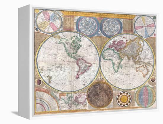Double Hemisphere Wall Map of the World by Samuel Dunn-null-Framed Premier Image Canvas