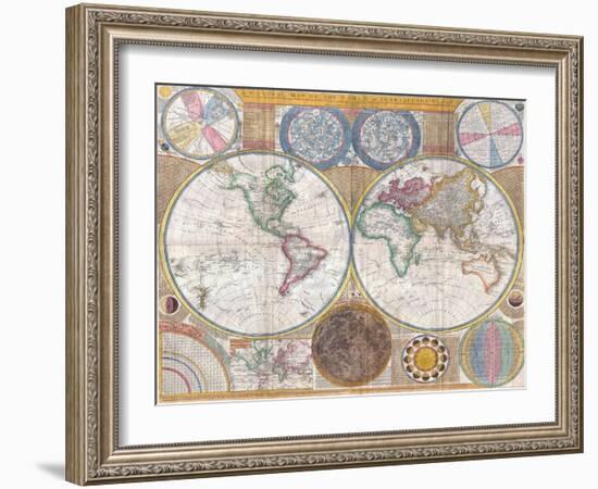 Double Hemisphere Wall Map of the World by Samuel Dunn-null-Framed Giclee Print