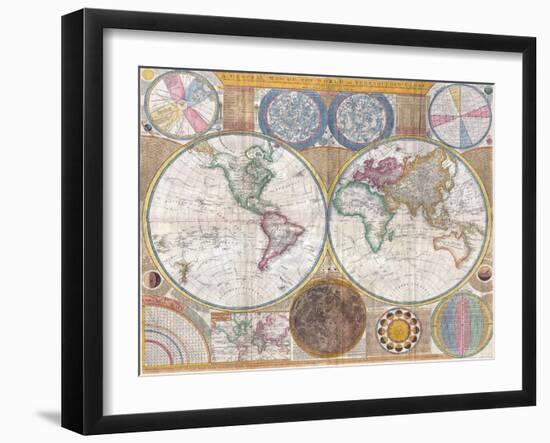 Double Hemisphere Wall Map of the World by Samuel Dunn-null-Framed Giclee Print