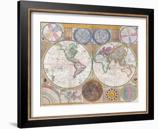 Double Hemisphere Wall Map of the World by Samuel Dunn-null-Framed Giclee Print
