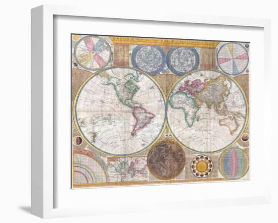 Double Hemisphere Wall Map of the World by Samuel Dunn-null-Framed Giclee Print