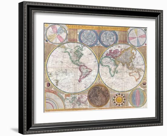Double Hemisphere Wall Map of the World by Samuel Dunn-null-Framed Giclee Print