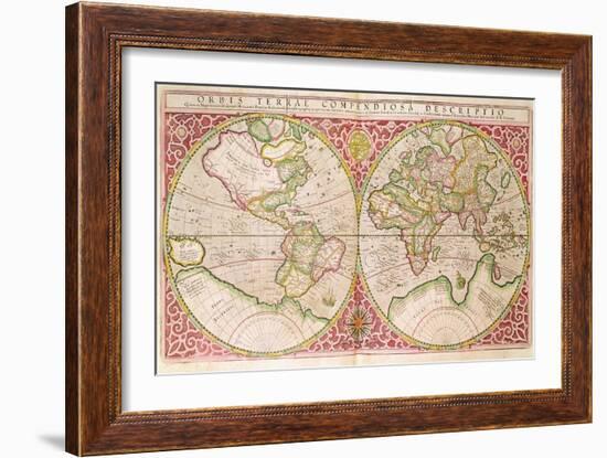 Double Hemisphere World Map, 1587-Gerardus Mercator-Framed Giclee Print