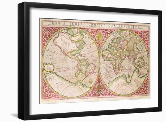 Double Hemisphere World Map, 1587-Gerardus Mercator-Framed Giclee Print