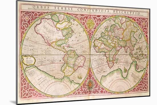 Double Hemisphere World Map, 1587-Gerardus Mercator-Mounted Giclee Print