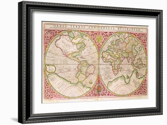 Double Hemisphere World Map, 1587-Gerardus Mercator-Framed Giclee Print