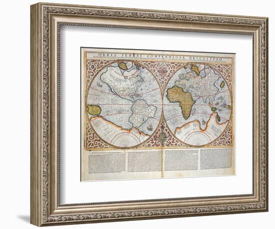 Double Hemisphere World Map, 1587-Gerardus Mercator-Framed Giclee Print