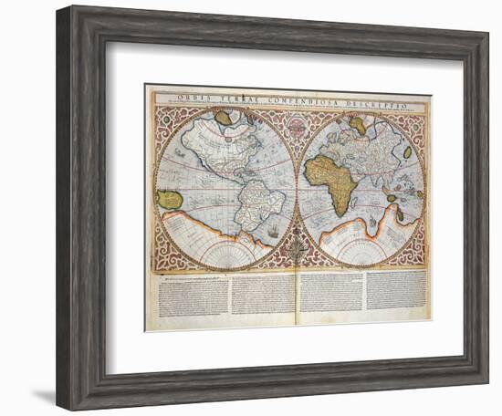 Double Hemisphere World Map, 1587-Gerardus Mercator-Framed Giclee Print