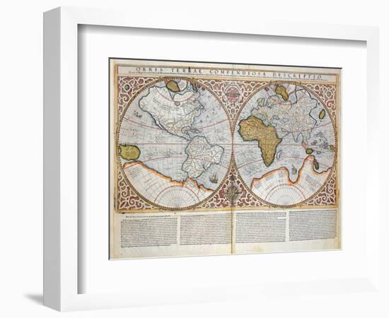 Double Hemisphere World Map, 1587-Gerardus Mercator-Framed Giclee Print