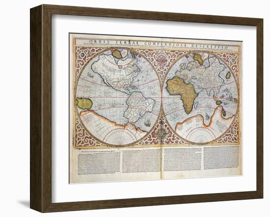 Double Hemisphere World Map, 1587-Gerardus Mercator-Framed Giclee Print