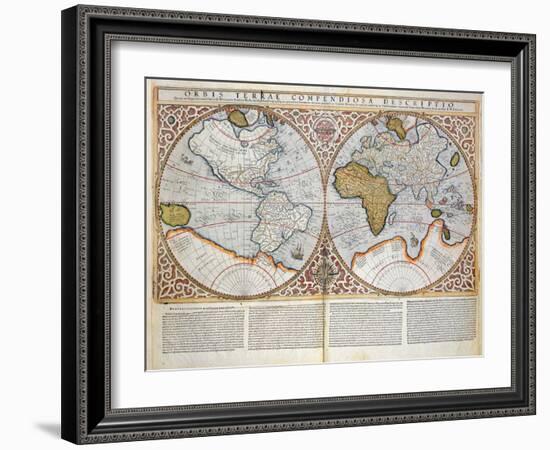 Double Hemisphere World Map, 1587-Gerardus Mercator-Framed Giclee Print