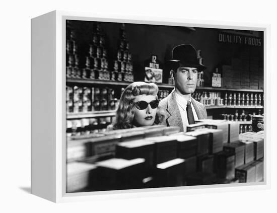 DOUBLE INDEMNITY, 1944 directed by BILLY WILDER Barbara Stanwyck and Fred McMurray (b/w photo)-null-Framed Stretched Canvas