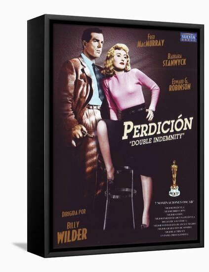 Double Indemnity, Spanish Movie Poster, 1944-null-Framed Stretched Canvas