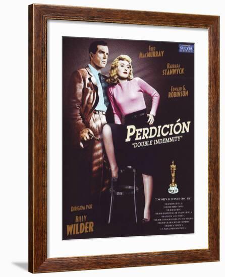 Double Indemnity, Spanish Movie Poster, 1944-null-Framed Art Print