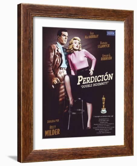 Double Indemnity, Spanish Movie Poster, 1944-null-Framed Art Print