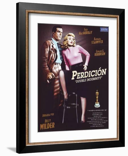 Double Indemnity, Spanish Movie Poster, 1944-null-Framed Art Print