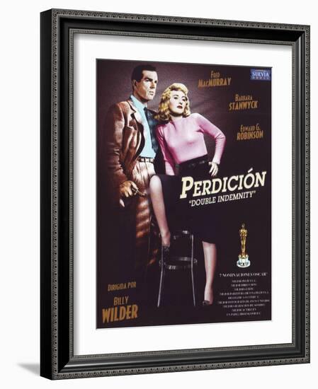 Double Indemnity, Spanish Movie Poster, 1944-null-Framed Art Print