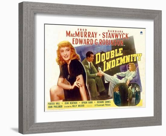 Double Indemnity, UK Movie Poster, 1944-null-Framed Art Print