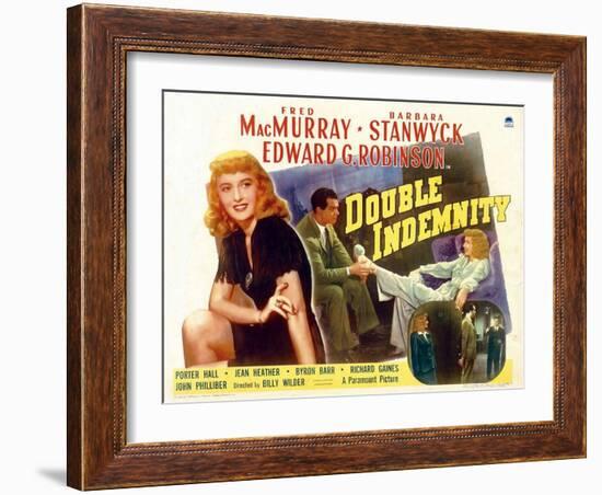 Double Indemnity, UK Movie Poster, 1944-null-Framed Art Print