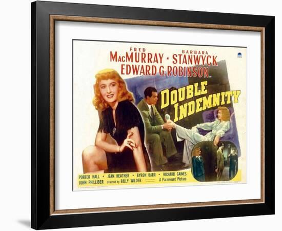 Double Indemnity, UK Movie Poster, 1944-null-Framed Art Print