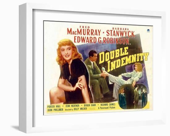 Double Indemnity, UK Movie Poster, 1944-null-Framed Art Print