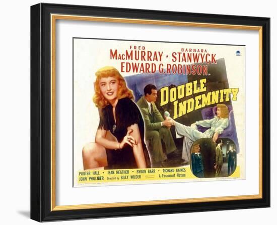 Double Indemnity, UK Movie Poster, 1944-null-Framed Art Print