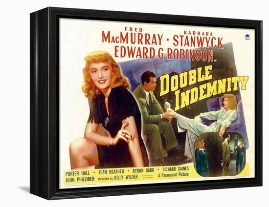 Double Indemnity, UK Movie Poster, 1944-null-Framed Stretched Canvas