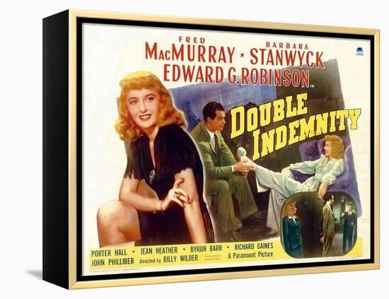 Double Indemnity, UK Movie Poster, 1944-null-Framed Stretched Canvas