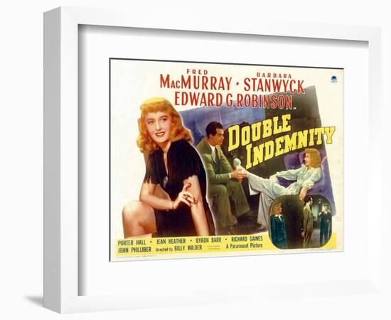 Double Indemnity, UK Movie Poster, 1944-null-Framed Premium Giclee Print