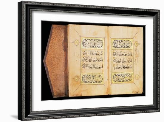 Double Page of the Quran Juz XXVII in Naskhi Script Showing Illuminated "Sura" Headings-null-Framed Giclee Print