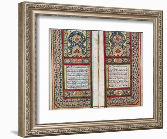 Double Page Spread from a Koran with Illuminated Borders, North Indian, 1838-null-Framed Giclee Print