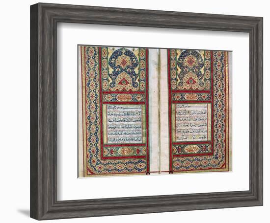 Double Page Spread from a Koran with Illuminated Borders, North Indian, 1838-null-Framed Giclee Print