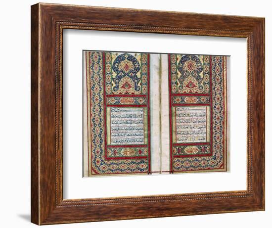 Double Page Spread from a Koran with Illuminated Borders, North Indian, 1838--Framed Giclee Print