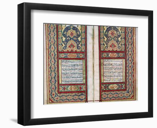 Double Page Spread from a Koran with Illuminated Borders, North Indian, 1838-null-Framed Giclee Print