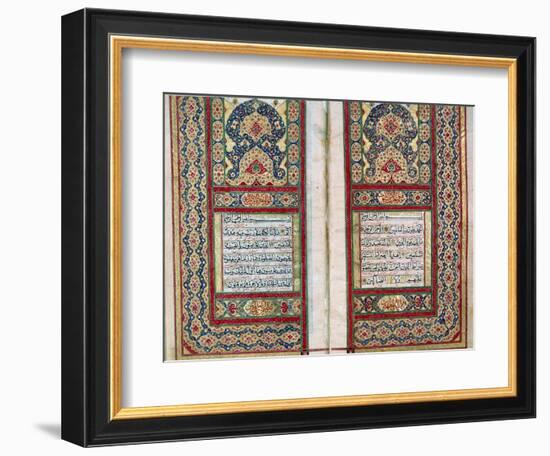 Double Page Spread from a Koran with Illuminated Borders, North Indian, 1838-null-Framed Giclee Print