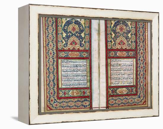 Double Page Spread from a Koran with Illuminated Borders, North Indian, 1838-null-Framed Premier Image Canvas