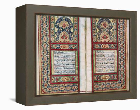 Double Page Spread from a Koran with Illuminated Borders, North Indian, 1838-null-Framed Premier Image Canvas