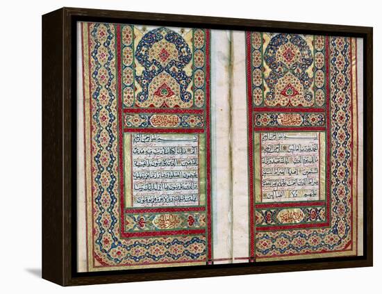 Double Page Spread from a Koran with Illuminated Borders, North Indian, 1838-null-Framed Premier Image Canvas