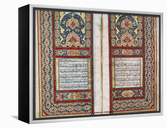 Double Page Spread from a Koran with Illuminated Borders, North Indian, 1838-null-Framed Premier Image Canvas