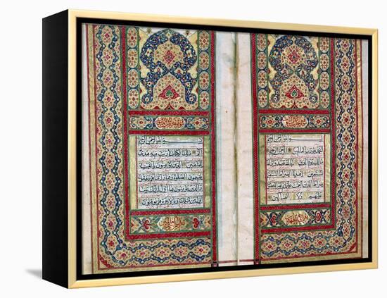 Double Page Spread from a Koran with Illuminated Borders, North Indian, 1838-null-Framed Premier Image Canvas