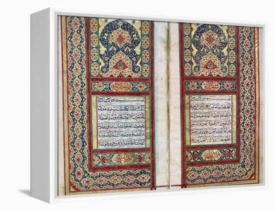 Double Page Spread from a Koran with Illuminated Borders, North Indian, 1838-null-Framed Premier Image Canvas