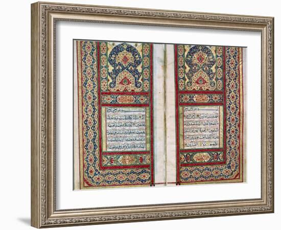 Double Page Spread from a Koran with Illuminated Borders, North Indian, 1838--Framed Giclee Print