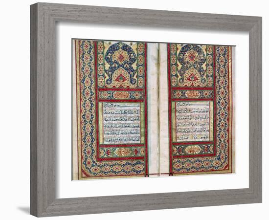 Double Page Spread from a Koran with Illuminated Borders, North Indian, 1838-null-Framed Giclee Print