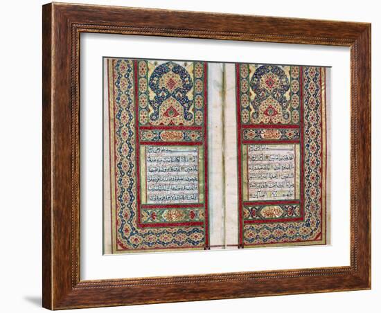 Double Page Spread from a Koran with Illuminated Borders, North Indian, 1838-null-Framed Giclee Print