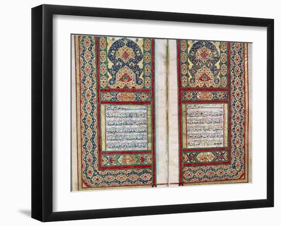 Double Page Spread from a Koran with Illuminated Borders, North Indian, 1838-null-Framed Giclee Print