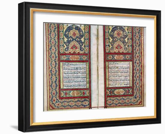 Double Page Spread from a Koran with Illuminated Borders, North Indian, 1838-null-Framed Giclee Print